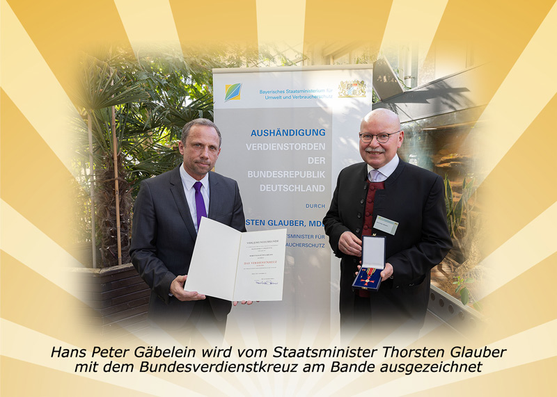 Hans-Peter Gäbelein wurde mit dem Bundesverdienstkreuz am Bande ausgezeichnet – Staatsminister Thorsten Glauber verlieh dem stellv. Landesschützenmeister den Orden in Kleintettau.
